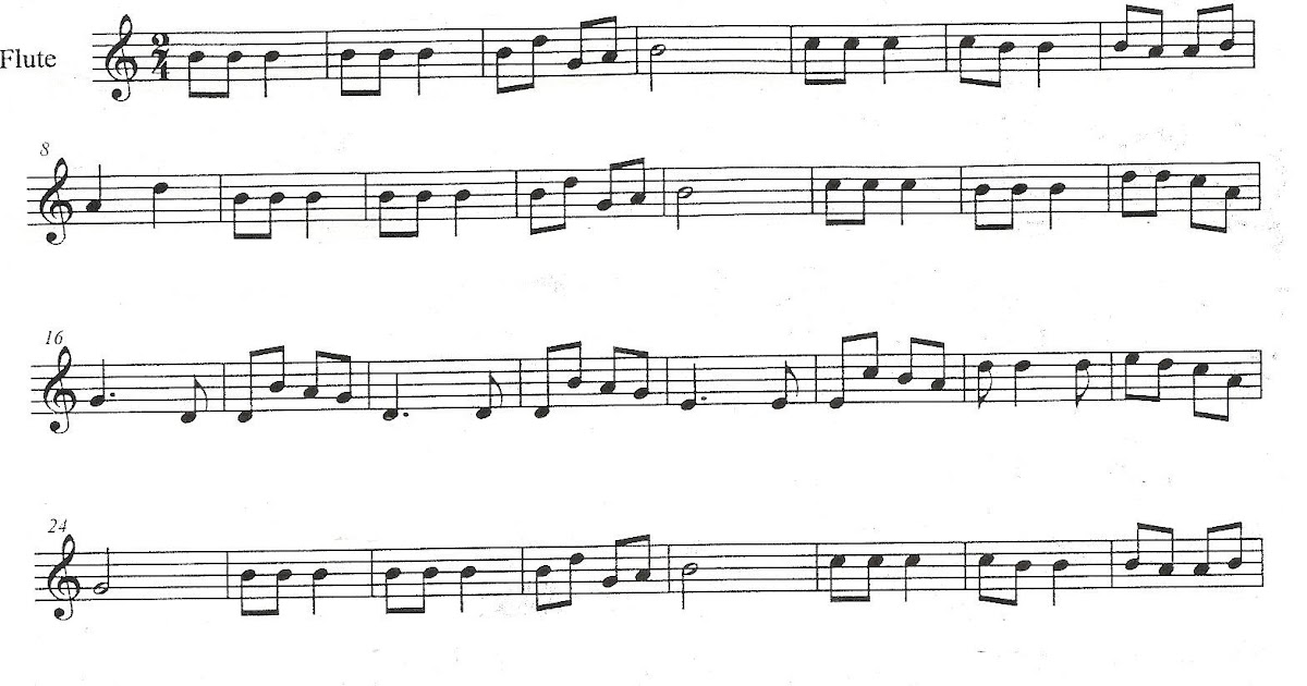 Partitura y notas de Jingle Bells para flauta